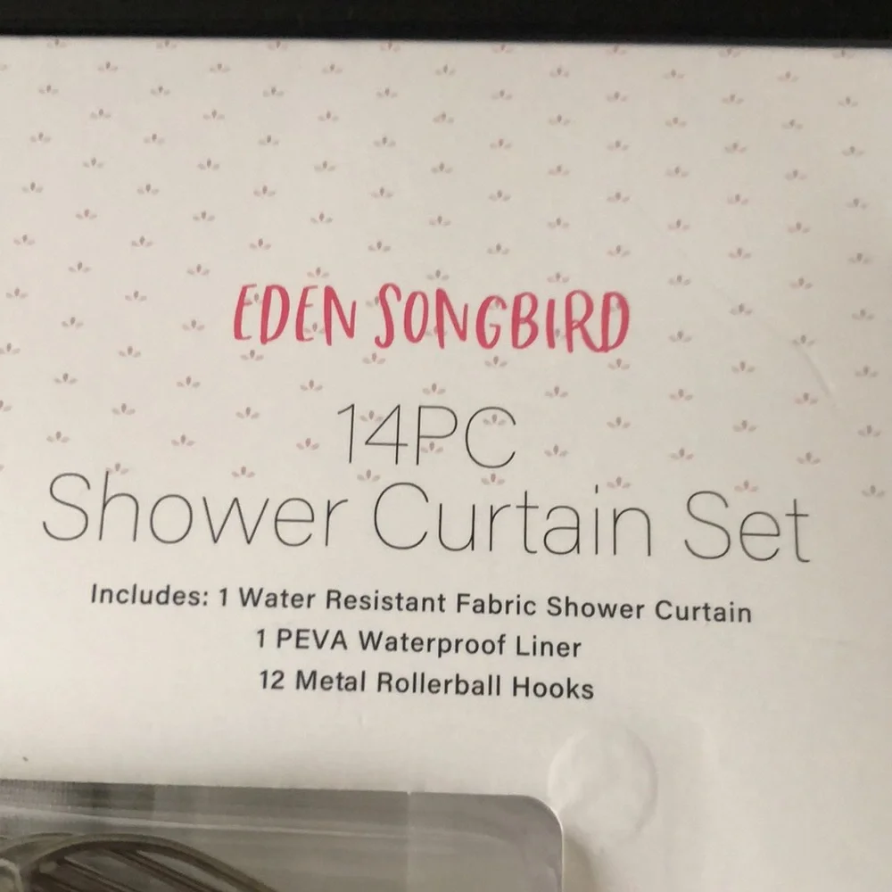 Bird & Palm Print Shower Curtain Set